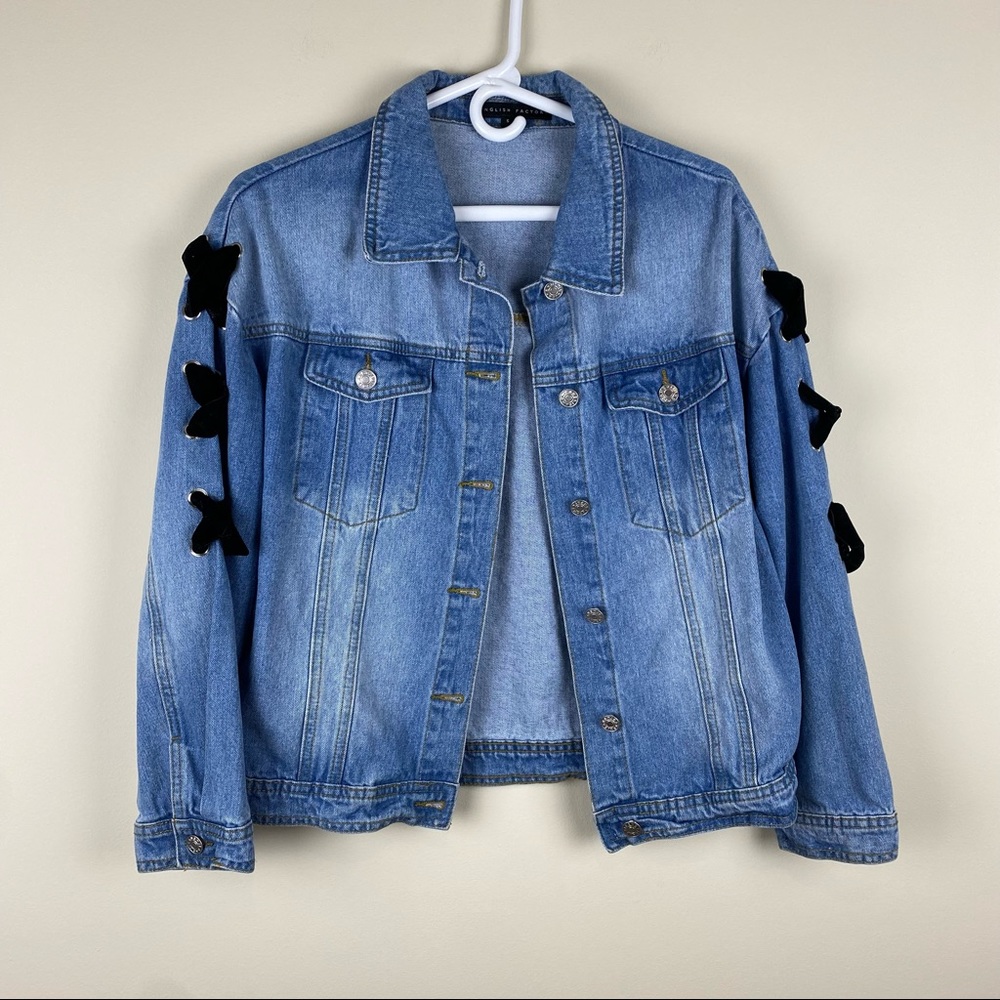 Revolve English Factory Denim jacket with laced sleeves size S